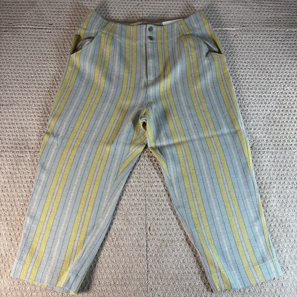 Soft Surroundings‎ NWT Caldera Striped Linen Blend Crop Pants Sz 16 P Button Fly - Picture 1 of 8